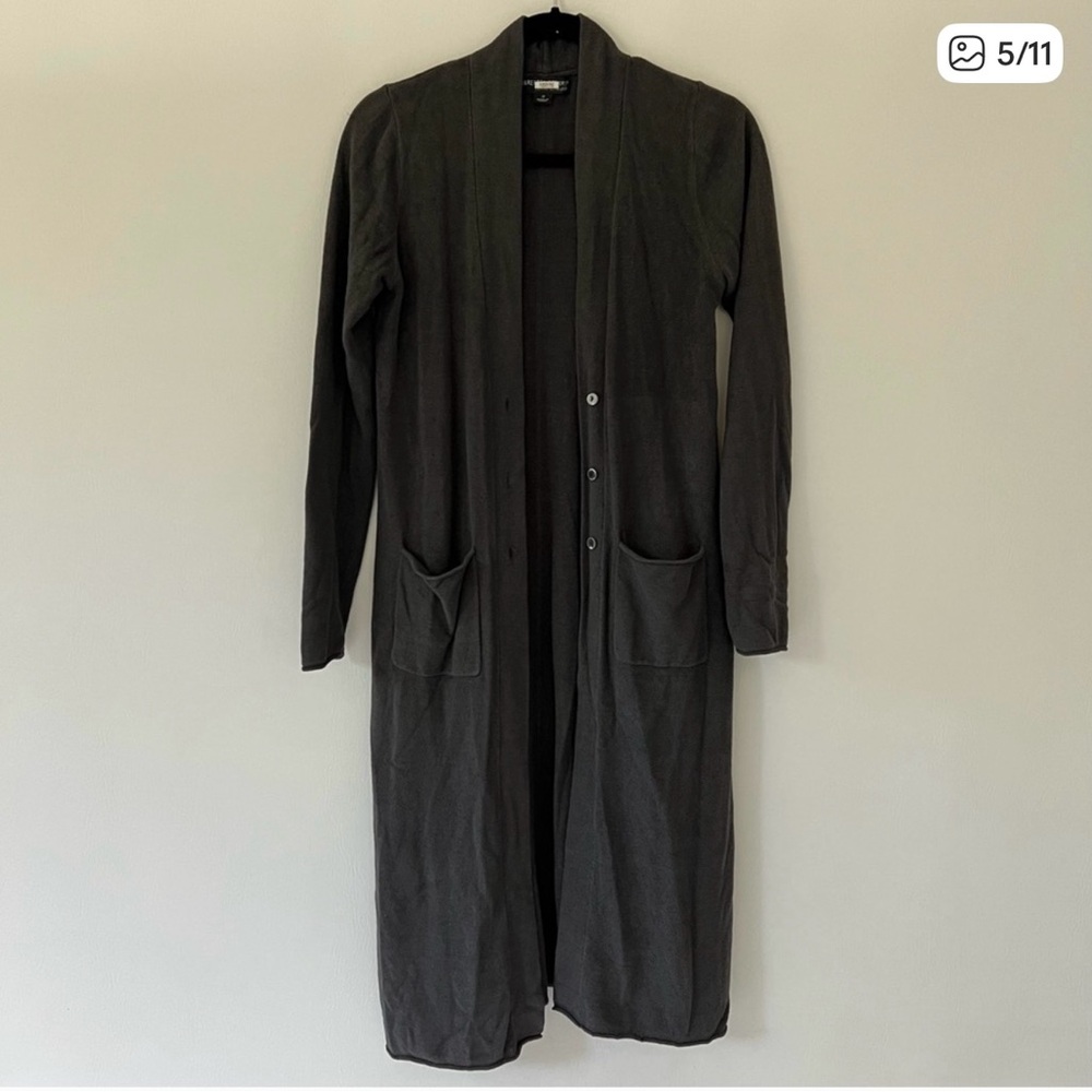 Barefoot Dreams CozyChic Ultra Lite Dark Grey Long Duster Cardigan - Picture 2 of 7